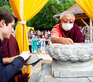 Consecration of the two stone stupas